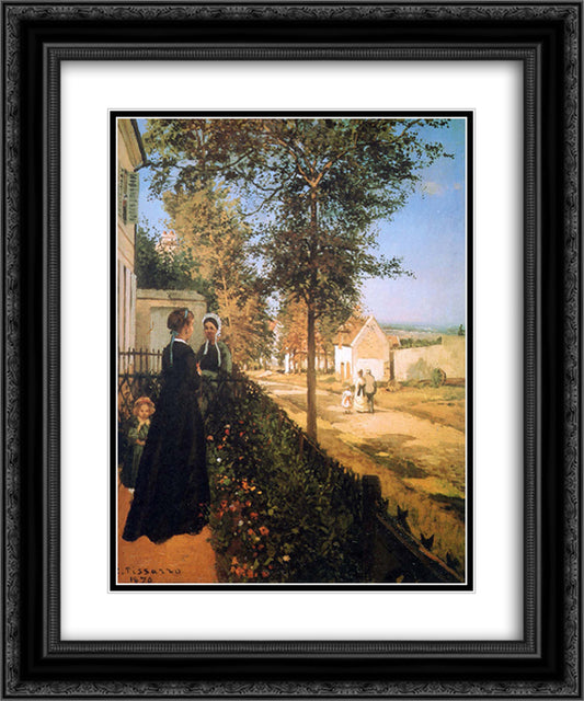 The road of Versailles 20x24 Black Ornate Wood Framed Art Print Poster with Double Matting by Pissarro, Camille