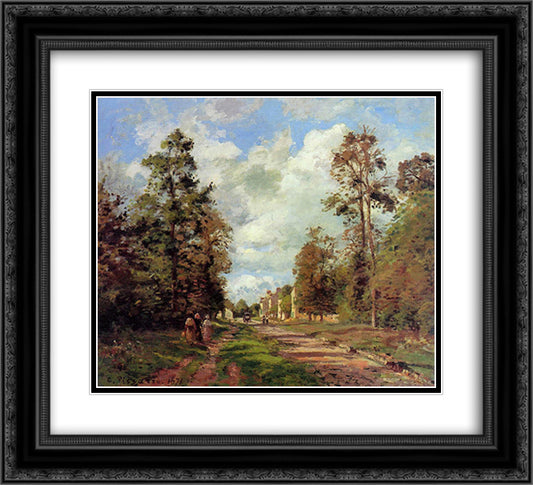 The Road to Louveciennes at the Outskirts of the Forest 22x20 Black Ornate Wood Framed Art Print Poster with Double Matting by Pissarro, Camille