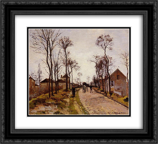 The Road to Saint Cyr at Louveciennes 22x20 Black Ornate Wood Framed Art Print Poster with Double Matting by Pissarro, Camille