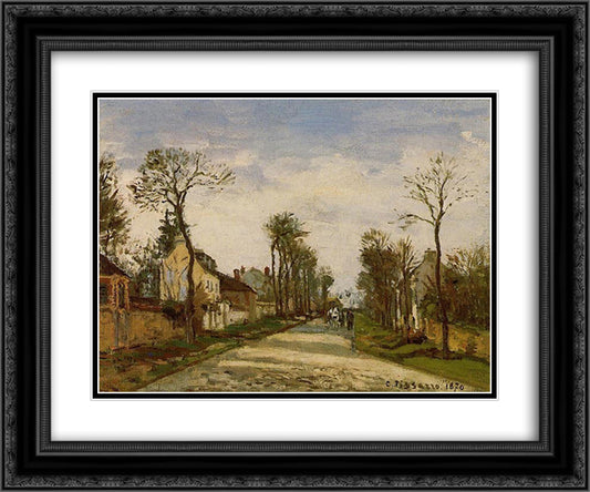 The Road to Versailles at Louveciennes 24x20 Black Ornate Wood Framed Art Print Poster with Double Matting by Pissarro, Camille