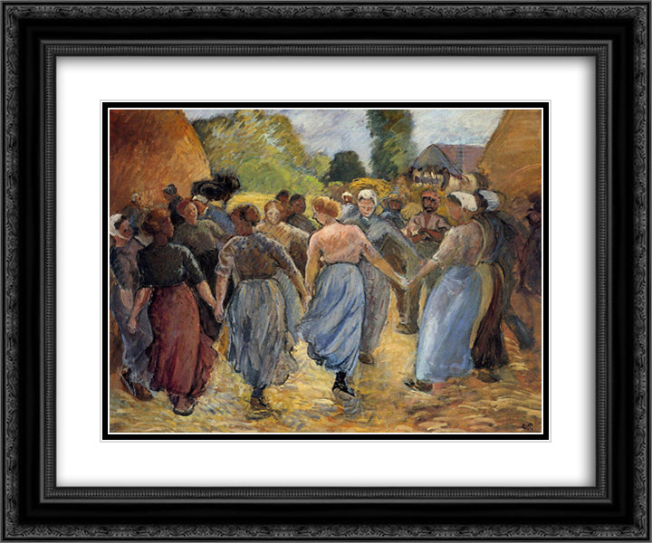 The Roundelay 24x20 Black Ornate Wood Framed Art Print Poster with Double Matting by Pissarro, Camille