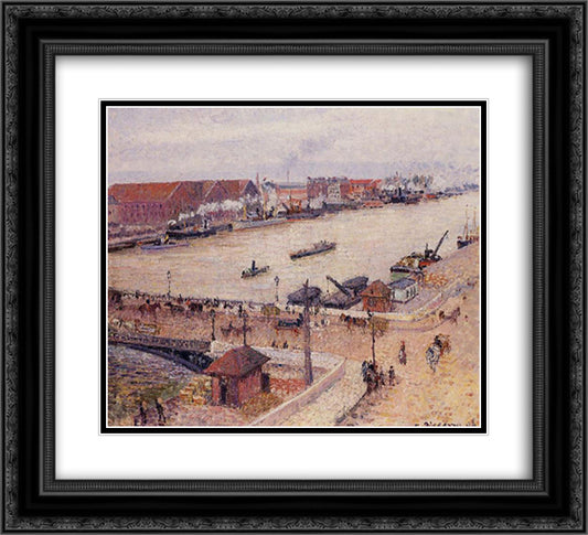 The Seine in Flood, Rouen 22x20 Black Ornate Wood Framed Art Print Poster with Double Matting by Pissarro, Camille