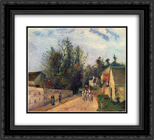 The Stage on the Road from Ennery to l'Hermigate, Pontoise 22x20 Black Ornate Wood Framed Art Print Poster with Double Matting by Pissarro, Camille
