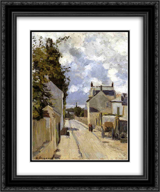 The street of Hermitage, Pontoise 20x24 Black Ornate Wood Framed Art Print Poster with Double Matting by Pissarro, Camille