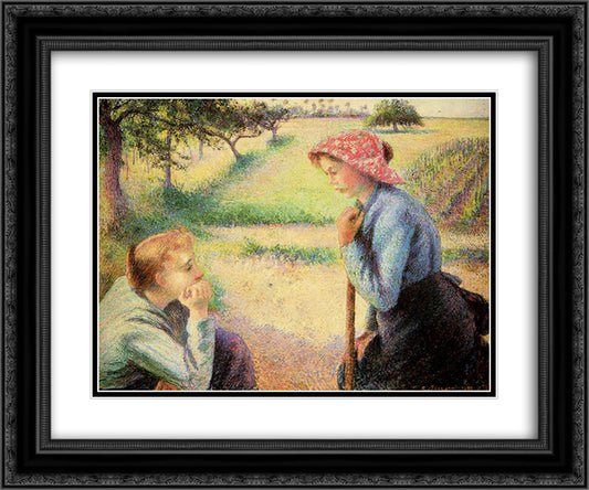 The talk 24x20 Black Ornate Wood Framed Art Print Poster with Double Matting by Pissarro, Camille
