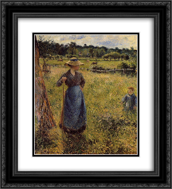 The Tedder 20x22 Black Ornate Wood Framed Art Print Poster with Double Matting by Pissarro, Camille
