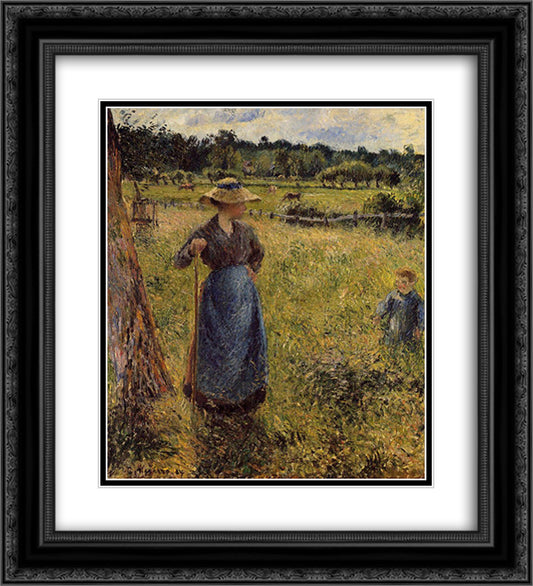 The Tedder 20x22 Black Ornate Wood Framed Art Print Poster with Double Matting by Pissarro, Camille