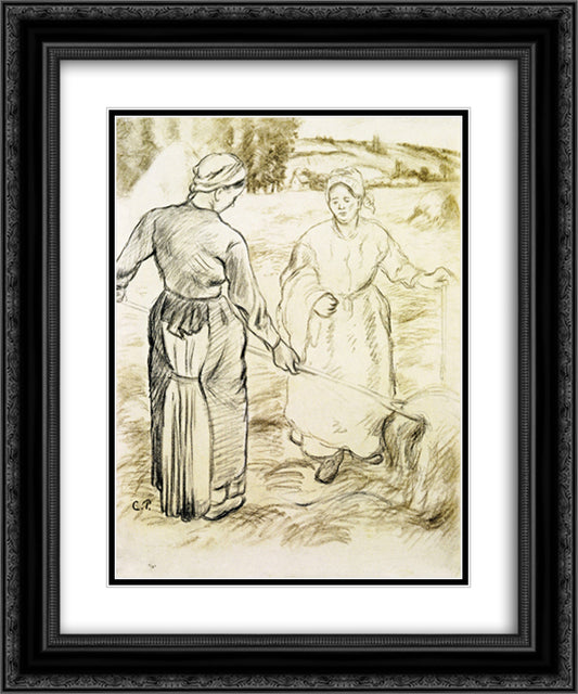 The Tedders 20x24 Black Ornate Wood Framed Art Print Poster with Double Matting by Pissarro, Camille