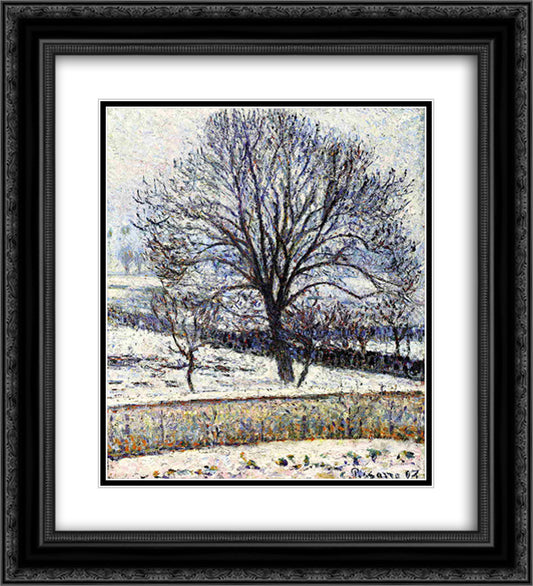 The Thaw, Eragny 20x22 Black Ornate Wood Framed Art Print Poster with Double Matting by Pissarro, Camille