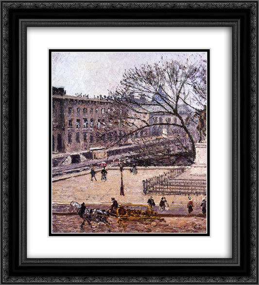 The Treasury and the Academy, Gray Weather 20x22 Black Ornate Wood Framed Art Print Poster with Double Matting by Pissarro, Camille