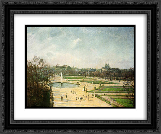 The Tuileries Gardens, Afternoon, Sun 24x20 Black Ornate Wood Framed Art Print Poster with Double Matting by Pissarro, Camille