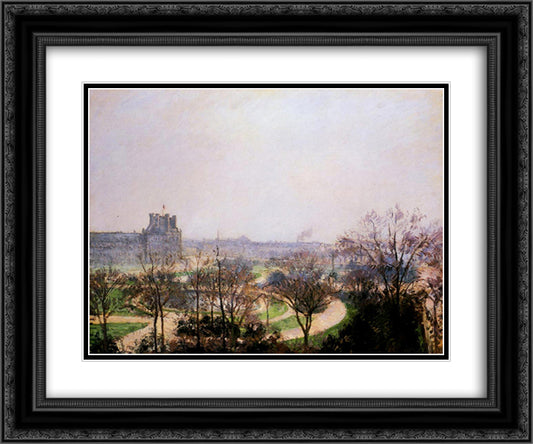 The Tuileries Gardens 24x20 Black Ornate Wood Framed Art Print Poster with Double Matting by Pissarro, Camille
