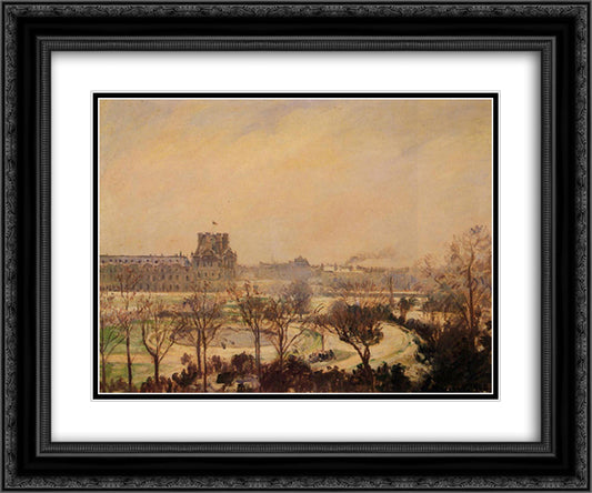 The Tuileries Gardens Snow Effect 24x20 Black Ornate Wood Framed Art Print Poster with Double Matting by Pissarro, Camille