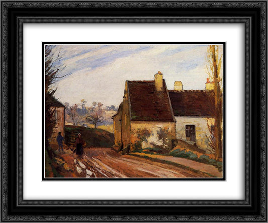 The Tumbledown Cottage near Osny 24x20 Black Ornate Wood Framed Art Print Poster with Double Matting by Pissarro, Camille