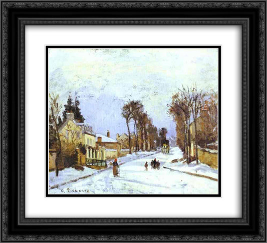 The Versailles Road at Louveciennes 22x20 Black Ornate Wood Framed Art Print Poster with Double Matting by Pissarro, Camille