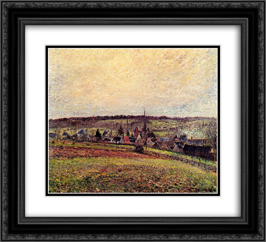 The Village of Eragny 22x20 Black Ornate Wood Framed Art Print Poster with Double Matting by Pissarro, Camille