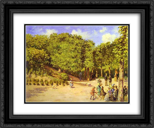Town Garden in Pontoise 24x20 Black Ornate Wood Framed Art Print Poster with Double Matting by Pissarro, Camille