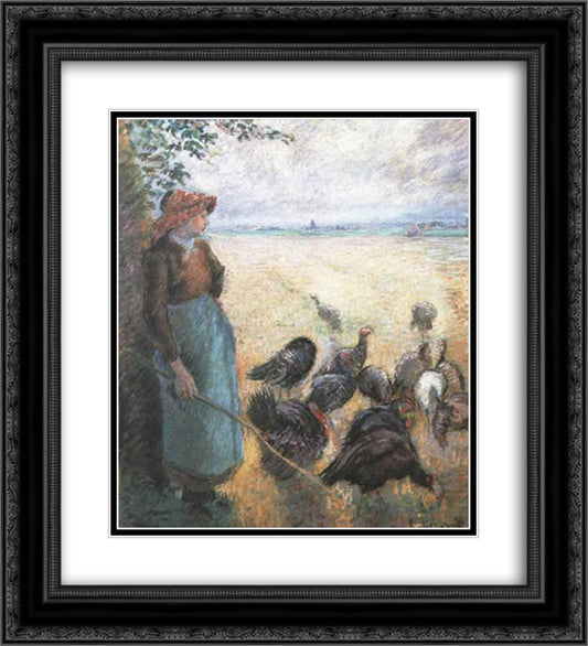 Turkey Girl 20x22 Black Ornate Wood Framed Art Print Poster with Double Matting by Pissarro, Camille