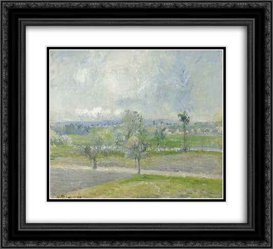 Valhermeil near Oise, Rain effect 22x20 Black Ornate Wood Framed Art Print Poster with Double Matting by Pissarro, Camille
