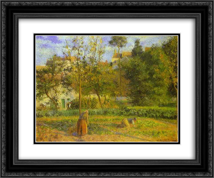 Vegetable Garden at Hermitage near Pontoise 24x20 Black Ornate Wood Framed Art Print Poster with Double Matting by Pissarro, Camille