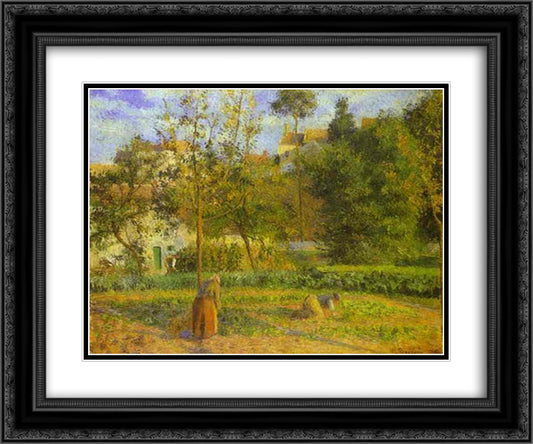 Vegetable Garden at Hermitage near Pontoise 24x20 Black Ornate Wood Framed Art Print Poster with Double Matting by Pissarro, Camille