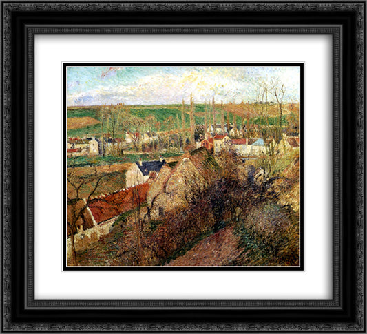 View of Osny near Pontoise 22x20 Black Ornate Wood Framed Art Print Poster with Double Matting by Pissarro, Camille