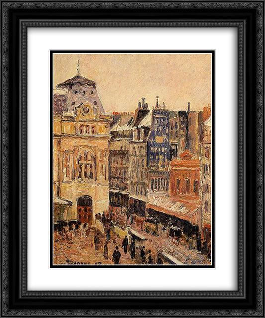 View of Paris, Rue d'Amsterdam 20x24 Black Ornate Wood Framed Art Print Poster with Double Matting by Pissarro, Camille