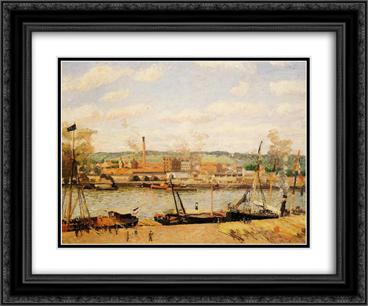 View of the Cotton Mill at Oissel, near Rouen 24x20 Black Ornate Wood Framed Art Print Poster with Double Matting by Pissarro, Camille