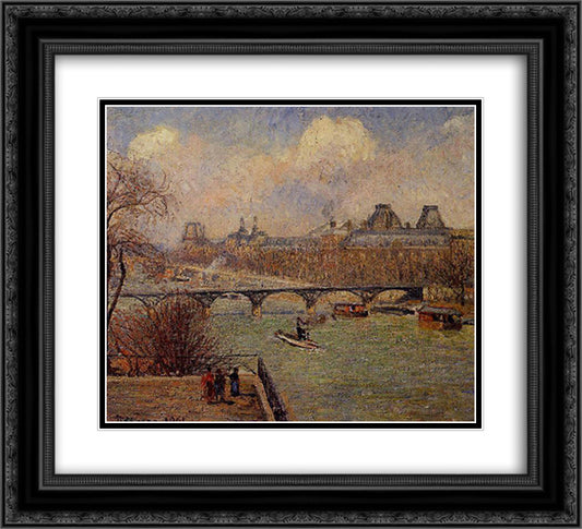 View of the Seine from the Raised Terrace of the Pont Neuf 22x20 Black Ornate Wood Framed Art Print Poster with Double Matting by Pissarro, Camille