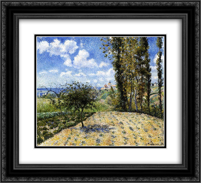 View Towards Pontoise Prison, in Spring 22x20 Black Ornate Wood Framed Art Print Poster with Double Matting by Pissarro, Camille