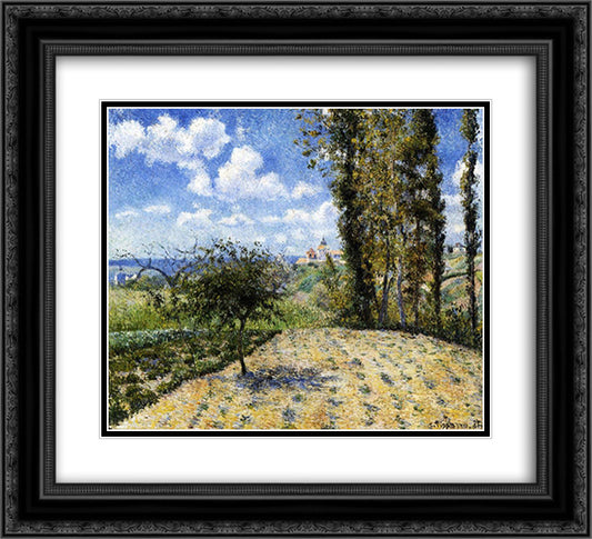 View Towards Pontoise Prison, in Spring 22x20 Black Ornate Wood Framed Art Print Poster with Double Matting by Pissarro, Camille