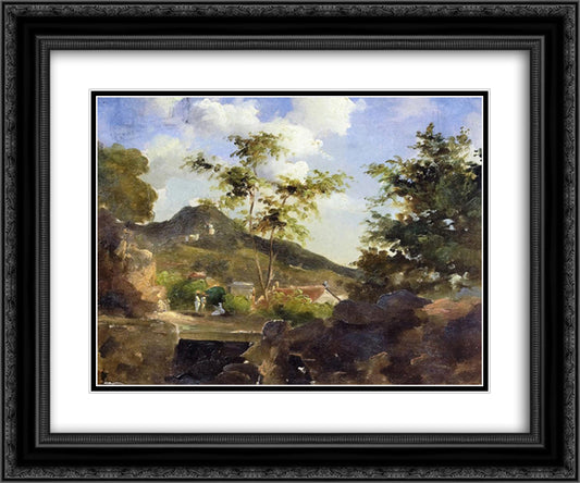 Village at the Foot of a Hill in Saint Thomas, Antilles 24x20 Black Ornate Wood Framed Art Print Poster with Double Matting by Pissarro, Camille