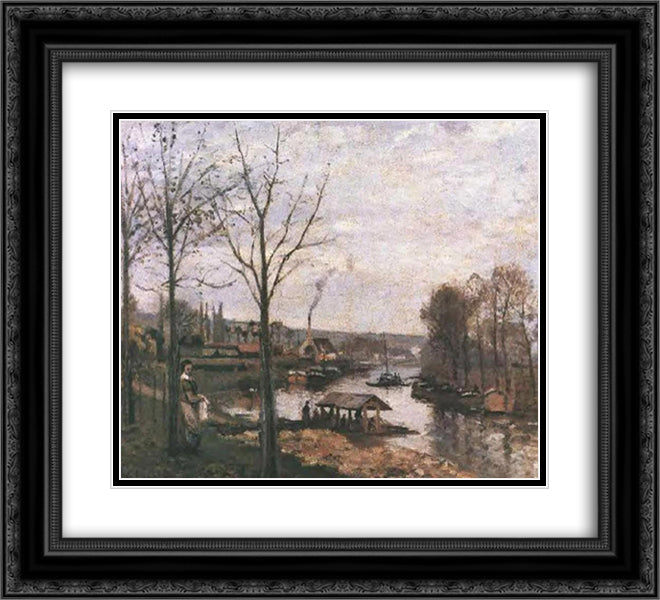 Wash House at Bougival 22x20 Black Ornate Wood Framed Art Print Poster with Double Matting by Pissarro, Camille