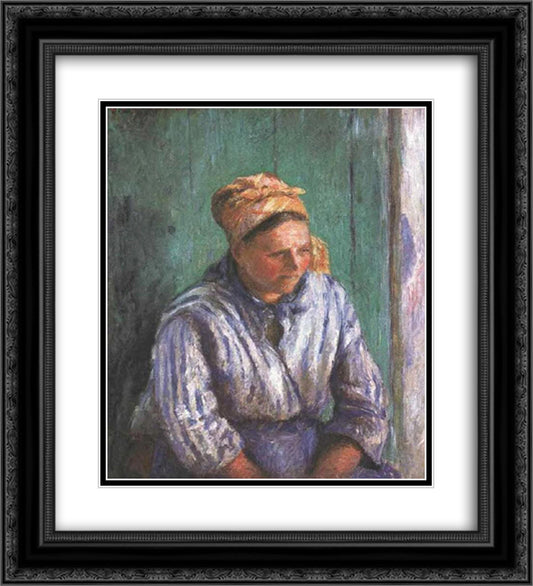 Washerwoman Study (also known as La Mere Larcheveque) 20x22 Black Ornate Wood Framed Art Print Poster with Double Matting by Pissarro, Camille