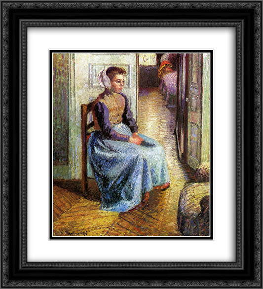 Young Flemish maid 20x22 Black Ornate Wood Framed Art Print Poster with Double Matting by Pissarro, Camille