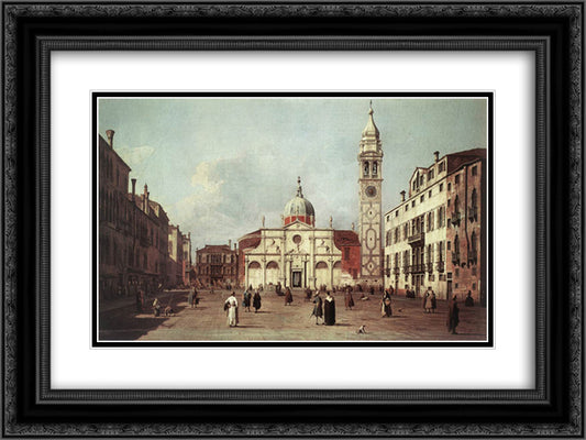 Campo Santa Maria Formosa 24x18 Black Ornate Wood Framed Art Print Poster with Double Matting by Canaletto