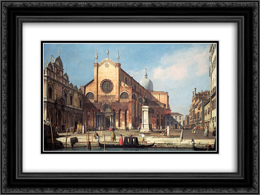 Campo Santi Giovanni e Paolo 24x18 Black Ornate Wood Framed Art Print Poster with Double Matting by Canaletto