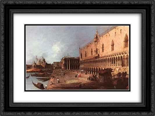 Doge's Palace 24x18 Black Ornate Wood Framed Art Print Poster with Double Matting by Canaletto