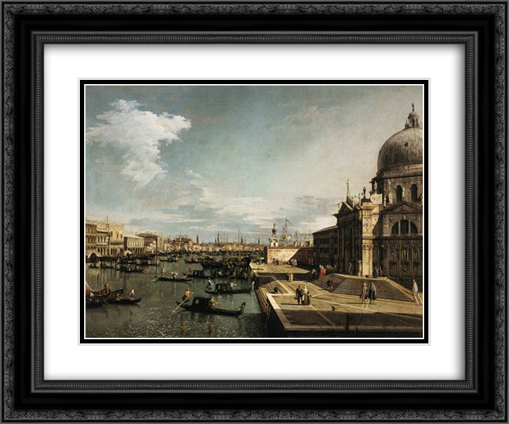 Entrance to the Grand Canal and the Church of La Salute 24x20 Black Ornate Wood Framed Art Print Poster with Double Matting by Canaletto