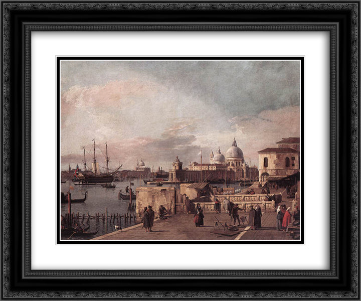 Entrance to the Grand Canal from the West End of the Molo 24x20 Black Ornate Wood Framed Art Print Poster with Double Matting by Canaletto