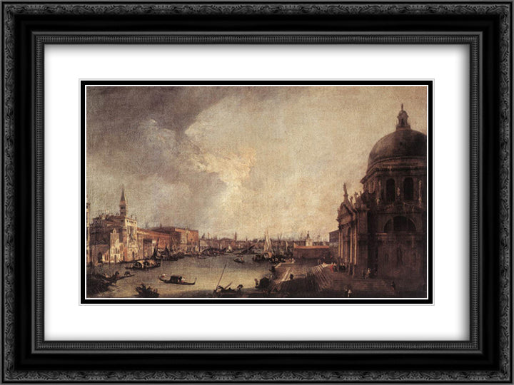 Entrance To The Grand Canal Looking East 24x18 Black Ornate Wood Framed Art Print Poster with Double Matting by Canaletto