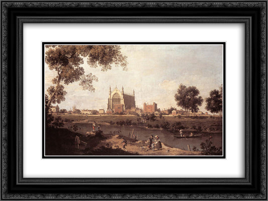 Eton College Chapel 24x18 Black Ornate Wood Framed Art Print Poster with Double Matting by Canaletto