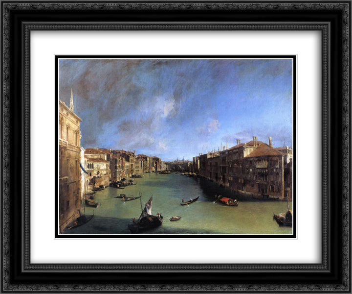 Grand Canal Looking Northeast from the Palazzo Balbi to the Rialto Bridge 24x20 Black Ornate Wood Framed Art Print Poster with Double Matting by Canaletto