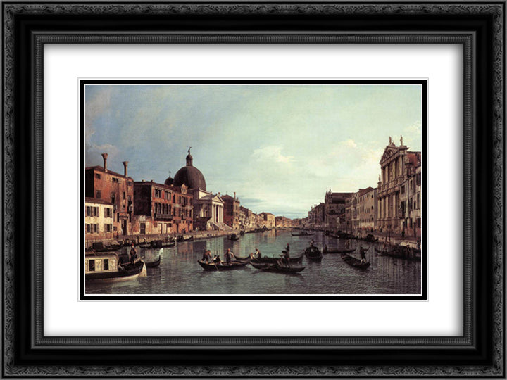 Grand Canal Looking South West 24x18 Black Ornate Wood Framed Art Print Poster with Double Matting by Canaletto