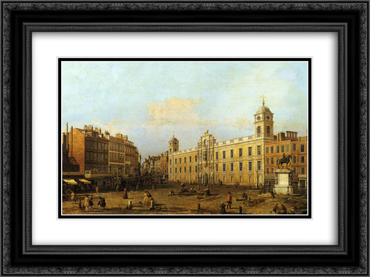 Northumberland House 24x18 Black Ornate Wood Framed Art Print Poster with Double Matting by Canaletto