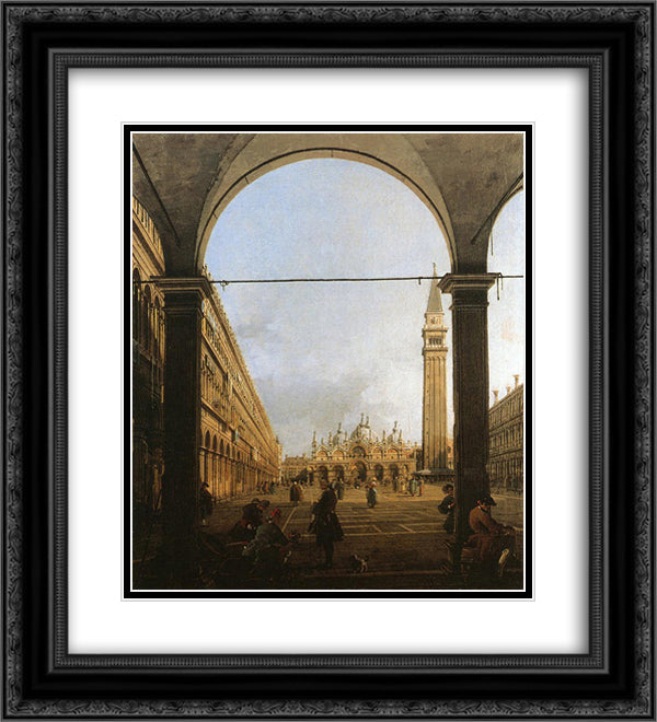 Piazza San Marco, Looking East 20x22 Black Ornate Wood Framed Art Print Poster with Double Matting by Canaletto