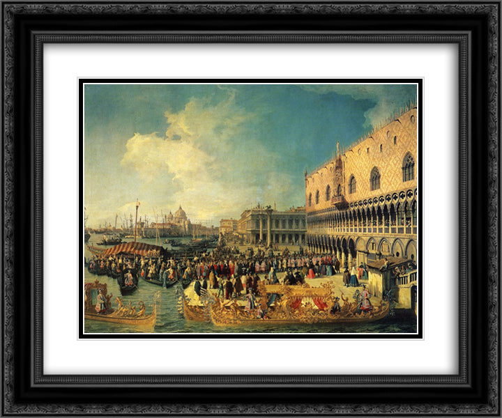 Reception of the Imperial Ambassador at the Doge's Palace 24x20 Black Ornate Wood Framed Art Print Poster with Double Matting by Canaletto