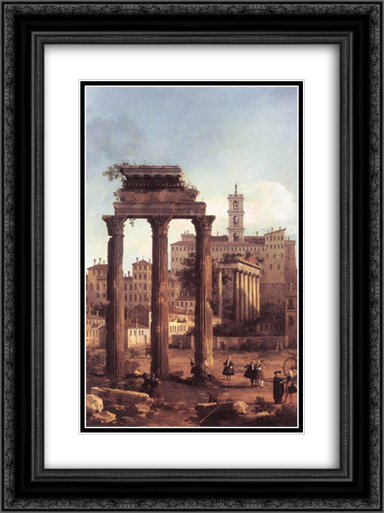 Rome Ruins of the Forum, Looking towards the Capitol 18x24 Black Ornate Wood Framed Art Print Poster with Double Matting by Canaletto