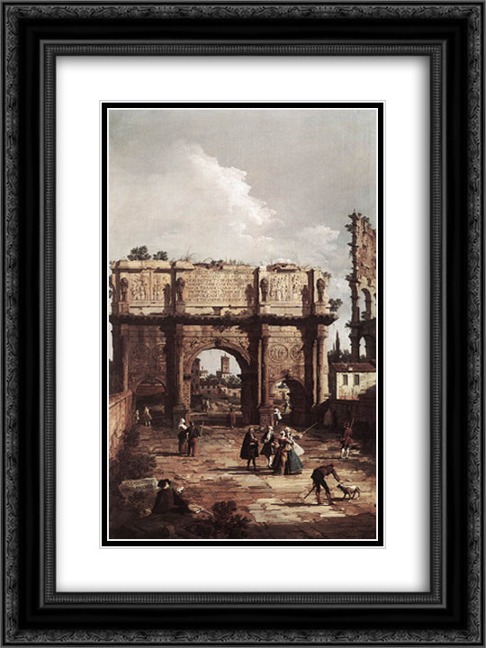 Rome The Arch of Constantine 18x24 Black Ornate Wood Framed Art Print Poster with Double Matting by Canaletto