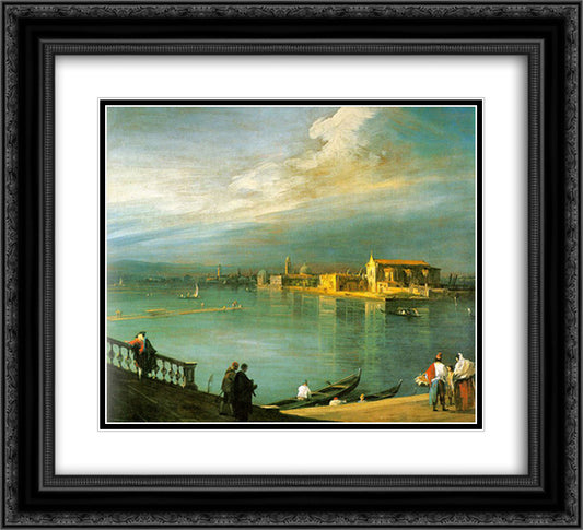 San Cristoforo, San Michele & Murano 22x20 Black Ornate Wood Framed Art Print Poster with Double Matting by Canaletto